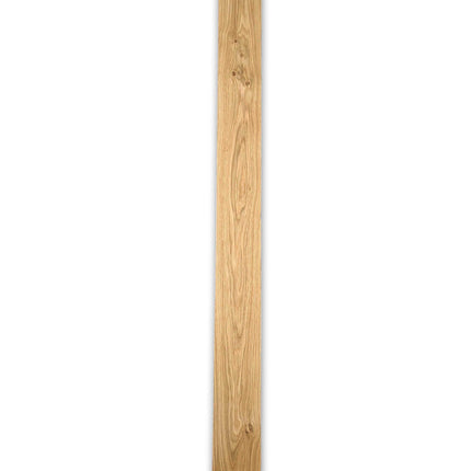 Langwerpig strook eiken rustiek houtfineer 170 x 14 cm zonder backing. Perfect voor fineerwerk op panelen of meubels.