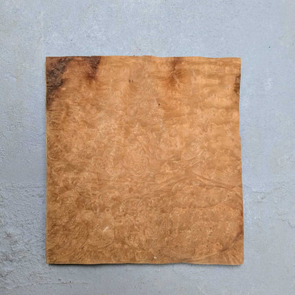 Vierkant vel naturel laurel (wortel) houtfineer 26x25 cm, geschikt voor renovatie, panelen en ambachtelijke houtbewerking.